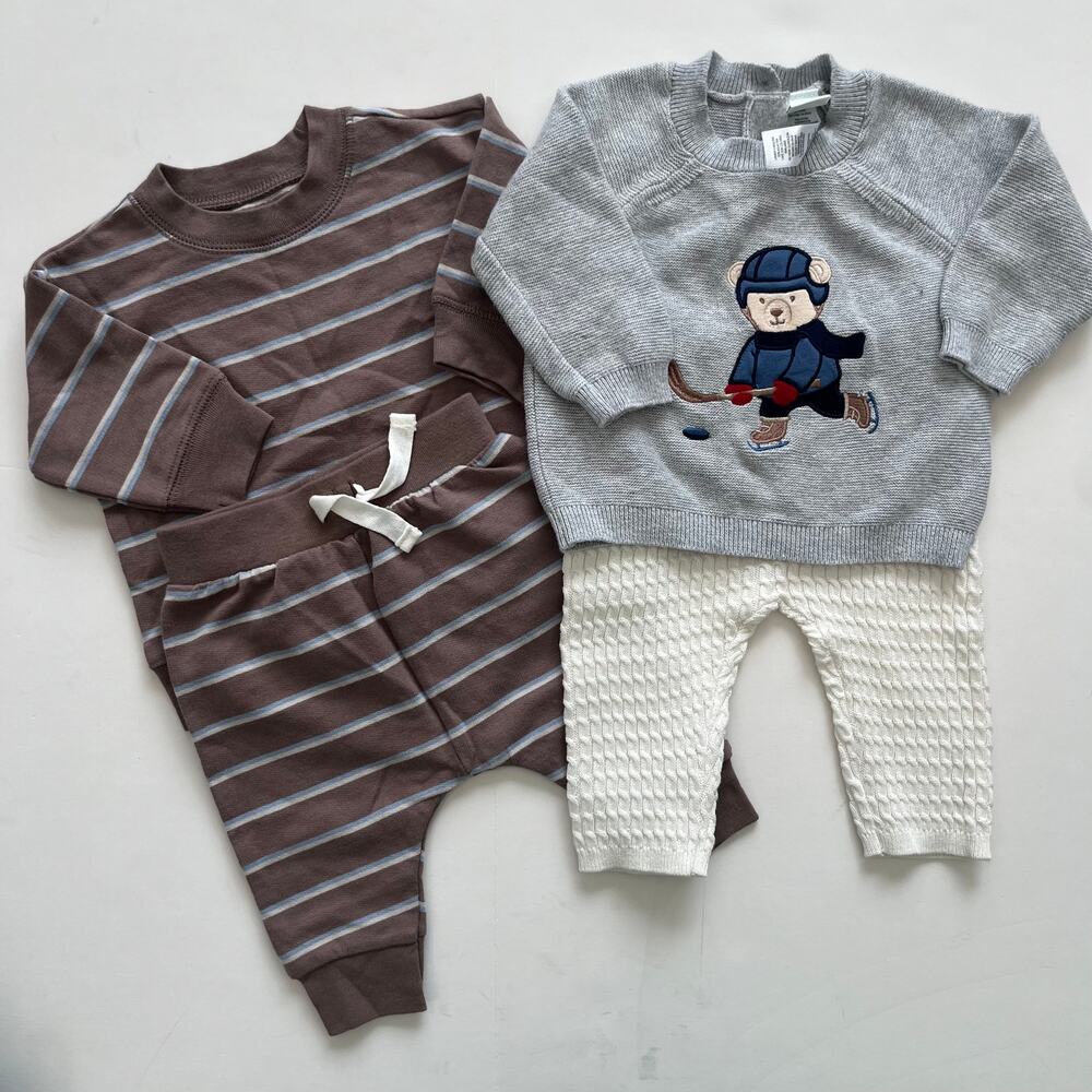 Baby Boy 3M Clothing Bundle Little Me Hockey Sweater Carters H&M 4 Pc